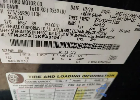 2019 Ford Expedition Max Limited z USA, uszkodzony, nr VIN 1FMJK2AT3KEA01941